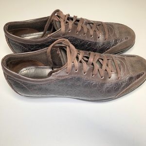 Ferragamo Brown Sneaker with Suede Detail, Size 8D